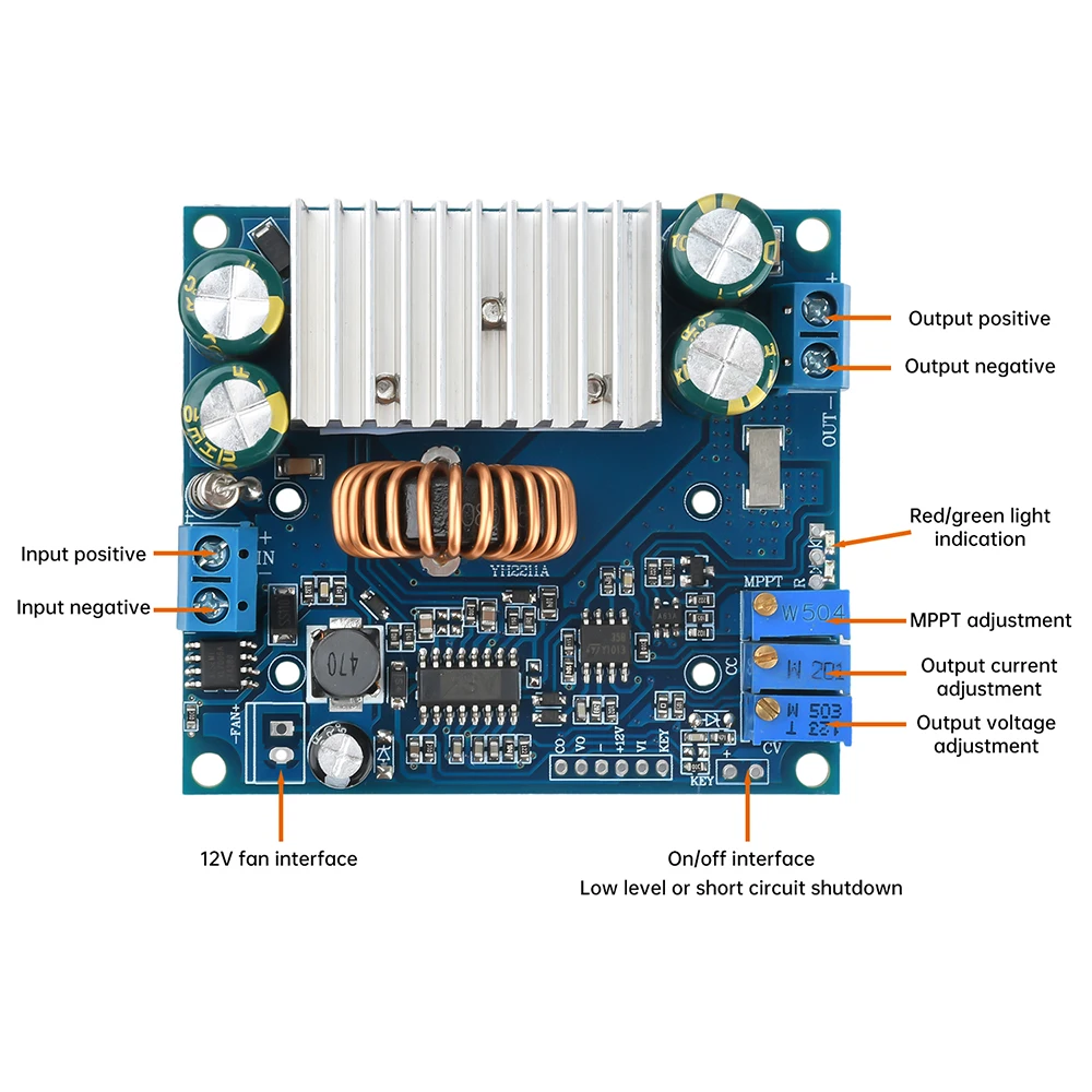 DC-DC Adjustable Step-down Module Solar Controller MPPT Step-down Charging Module 15A Synchronous Rectification