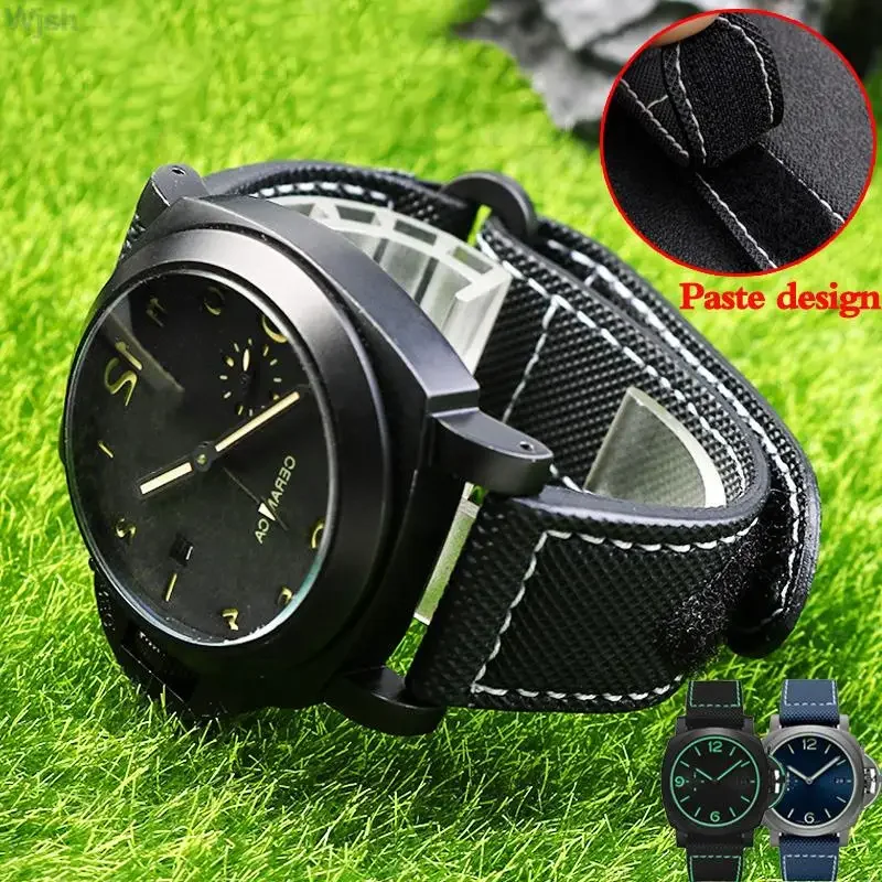 Quality Nylon Canvas Leather Watch Strap For Panerai Watchband PAM01118 PAM01119 Wrist Band Bracelet Accessories 24mm