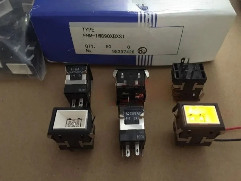 Interruptor de botón original FHM-1W890XBXS1 con luz LED, tacto ligero, botón de gran volumen
