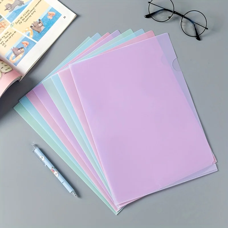 8 sobres acrílicos en forma de L para documentos A4, juego de porta documentos transparente y resistente para organización de oficina