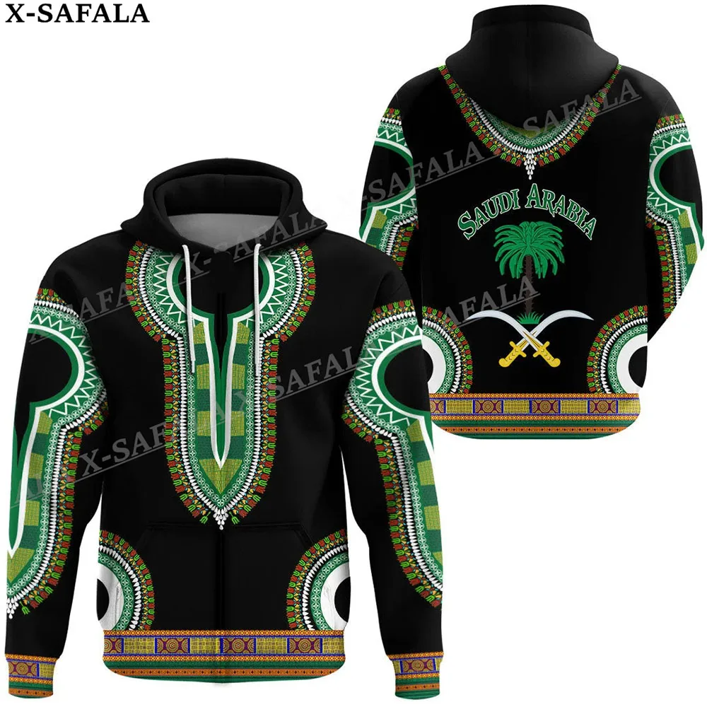 Saudi Arabia Coat Of Arms Flag 3D Print Zipper Hoodie For Men Pullover Sweatshirt Hooded Jersey Tracksuit Outwear Coat Casual-2