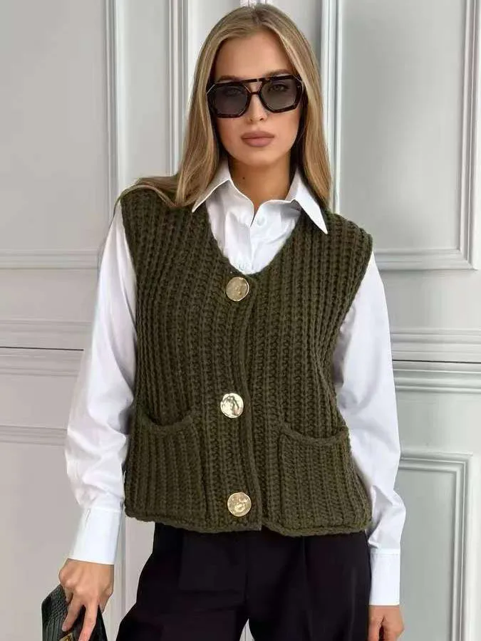 

Color Vne ket Svel Vest Pure Color V Collar No Sve Tank Top for Young Women Summer Regular Thin Other Material