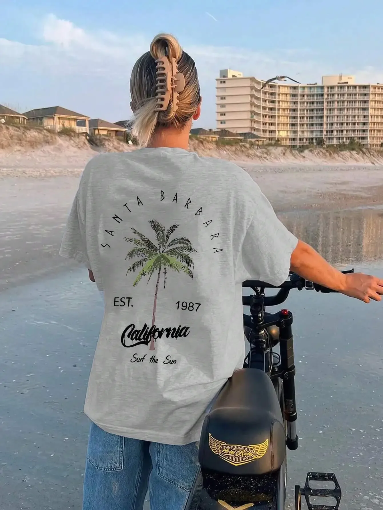 

Camiseta 100% de algodón para mujer, camiseta con estampado de palmera de coco de Galafonia, ropa femenina de moda urbana