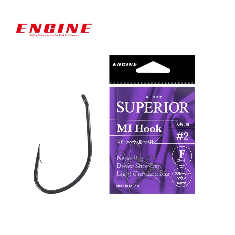 Anzuelos de pesca de lubina de agua dulce importados de Japón, de acero con alto contenido de carbono, con revestimiento de flúor, tipo MI Hook Barbed Worm Hook, para aparejos de pesca en profunda profundidad.