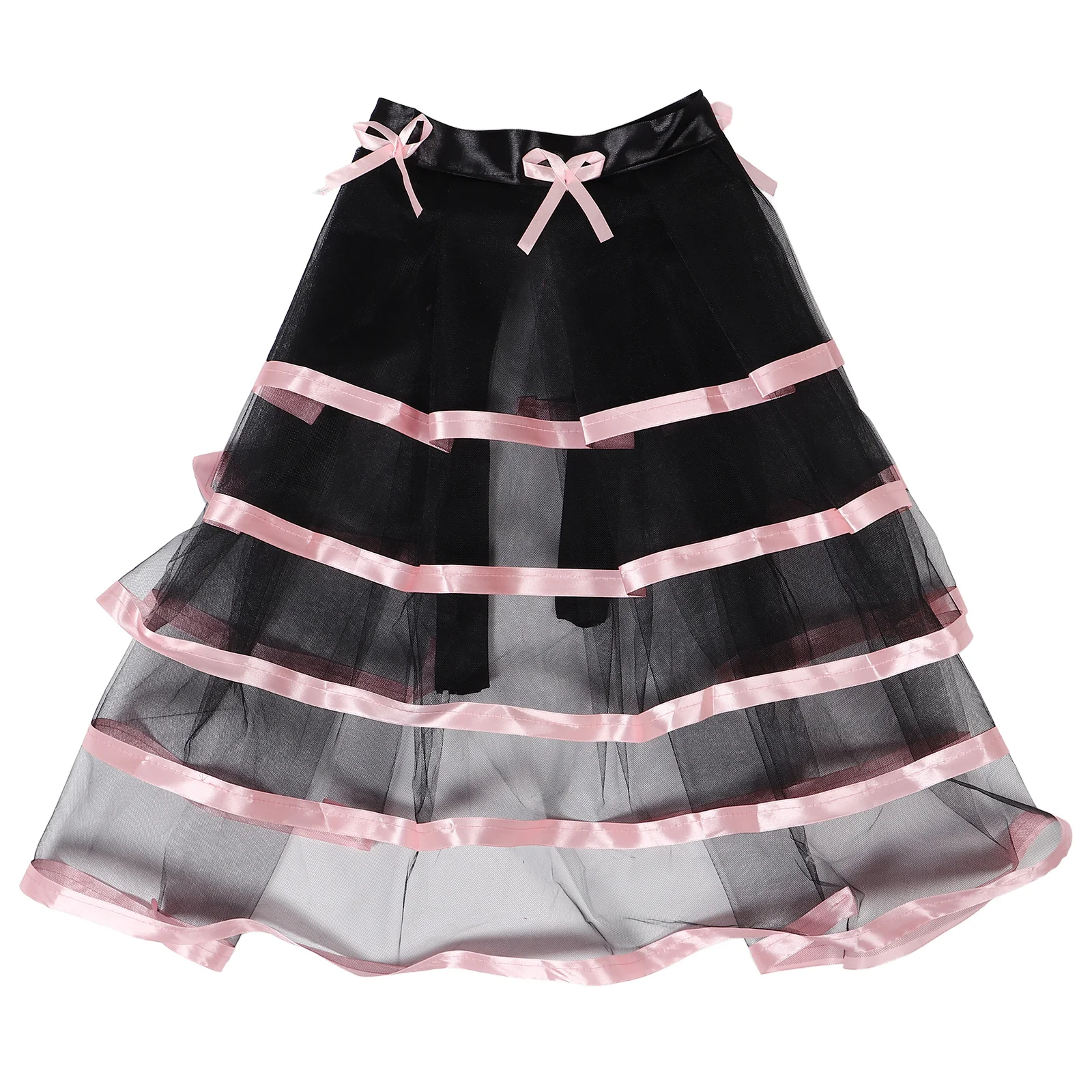 

Adjustable Waistband Stage Performance Tutu Dress Half Tulle Skirt Sweet Color Polyester Party Dress Tulle Skirt for Girls