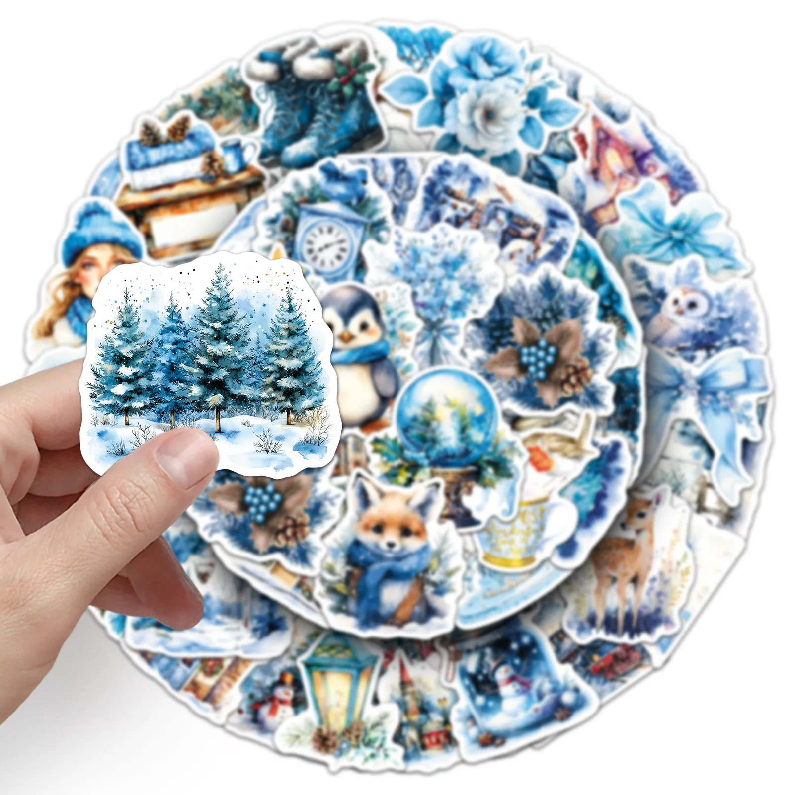 50 قطعة Ode إلى الشتاء الكرتون ملصق ثلج في الشتاء الأزرق الصغيرة الطازجة الكتابة على الجدران ملصق DIY بها بنفسك كوب الأمتعة كأس الهاتف الغيتار ألعاب أطفال