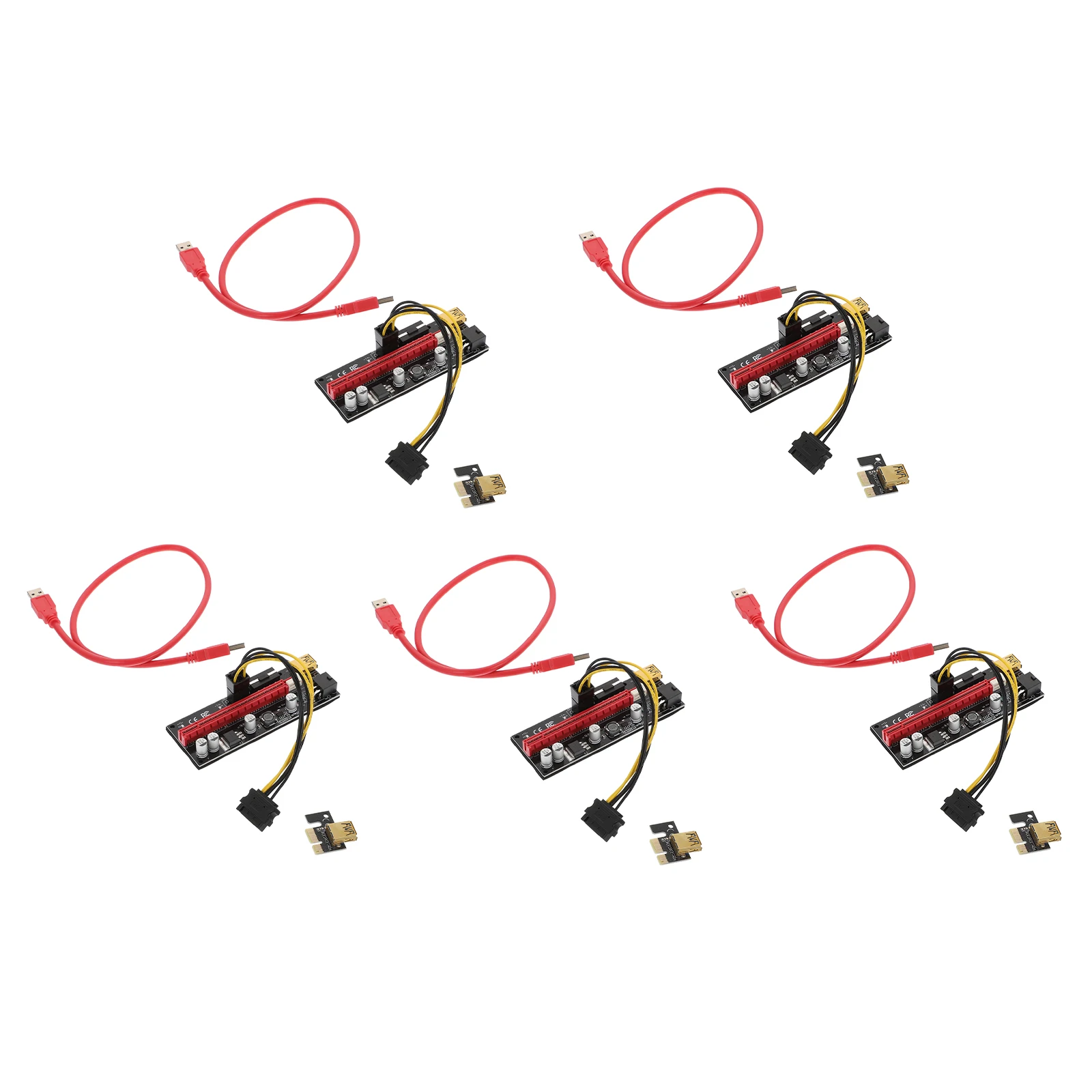 

5 set Pci-E 1X To 16X Riser Adapter Gpu Mining Extender 6Pin Interface Shielded Cable 3M Stable Graphics Card Connector For