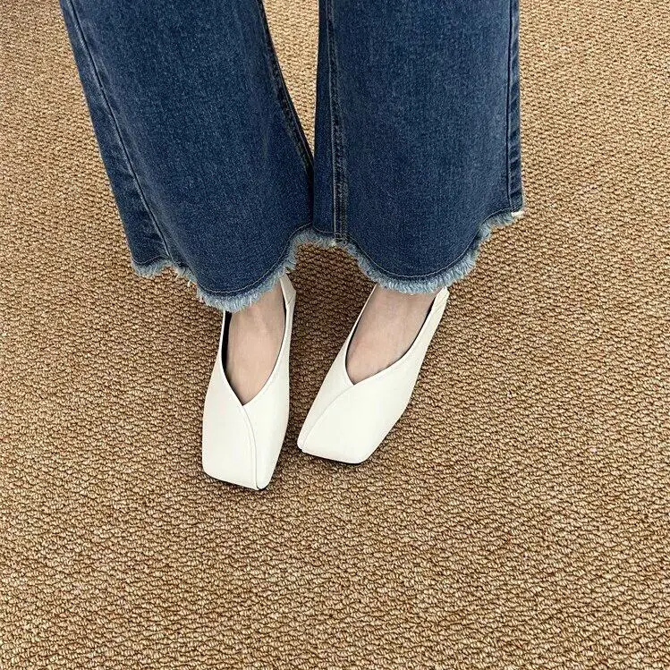 Damen-Schuhe mit quadratischer Zehenpartie, lässige modische Slipper, elegante flache Sandalen, bequeme, weiche neue Kleiderschuhe für Damen – Detail 8