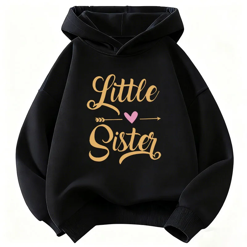 Love Little Sister Buchstaben-Bedruckter Kinder-Hoodie, Niedlicher Y2k Kapuzenpullover für Jungen und Mädchen, Herbst-Frühling Casual Hoodies