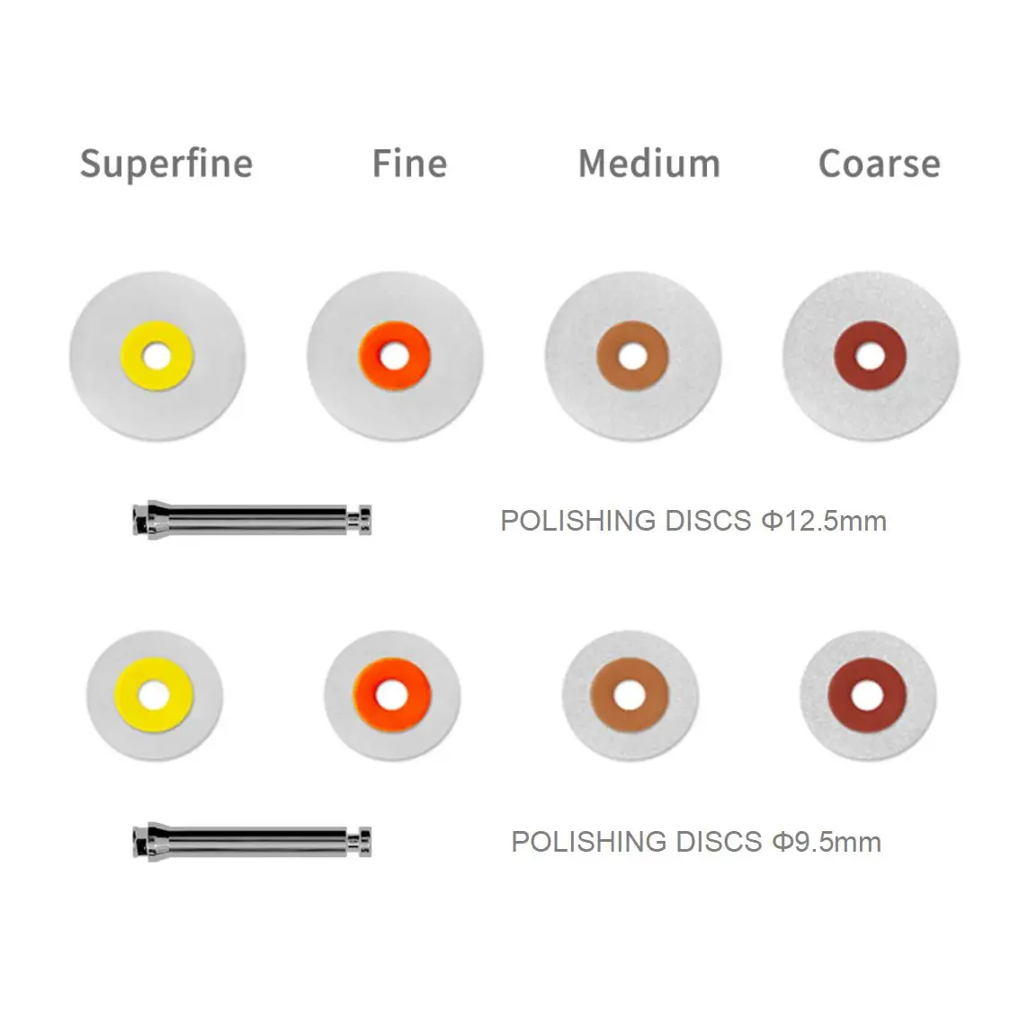 40/50Pcs Dental Finishing & Polishing Discs &1Mandrel Set or Refill P12 Coarse/Medium/Fine/ Superfine for Composite Restorations