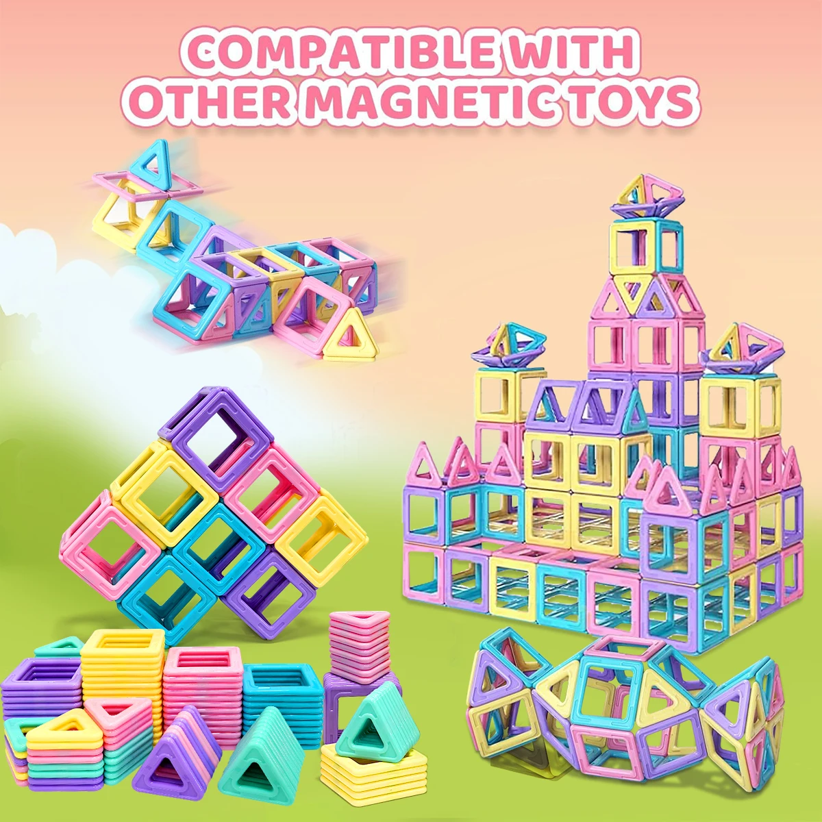 Zestaw Magnetycznych Klocków 3D Macaron Zabawki Edukacyjne Sensoryczne dla Dzieci Chłopców Dziewcząt Magnetyczne Klocki do Budowania Prezent Zabawka 30/50/100 SZTUK ﻿