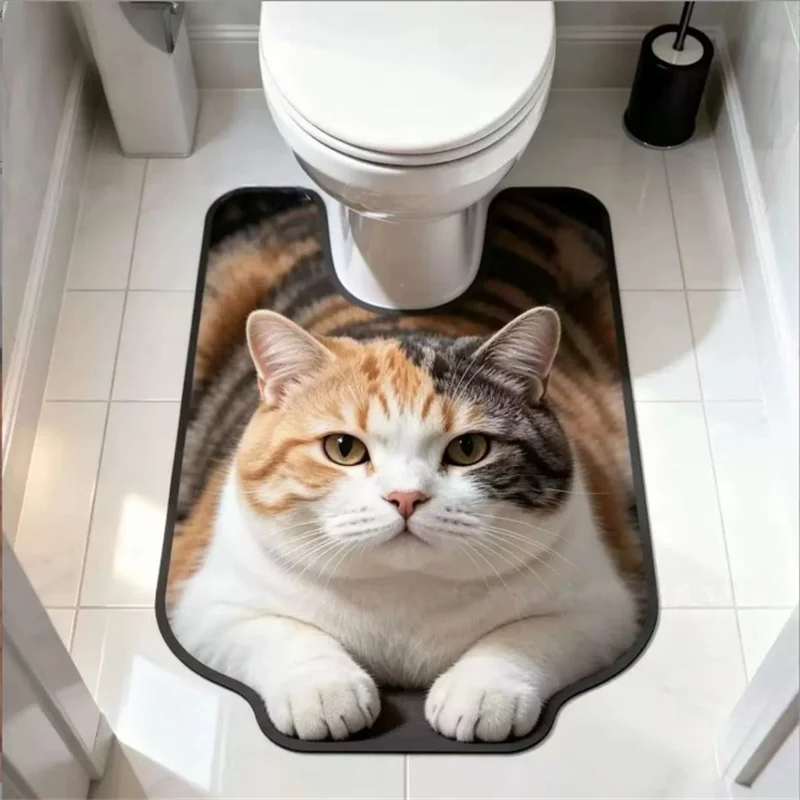 50x80cm Animal Shaped Diatomaceous Earth Toilet Seat Mat Anti-Slip Bathroom Foot Mat Dirt Resistant Easy to Clean Cute Design