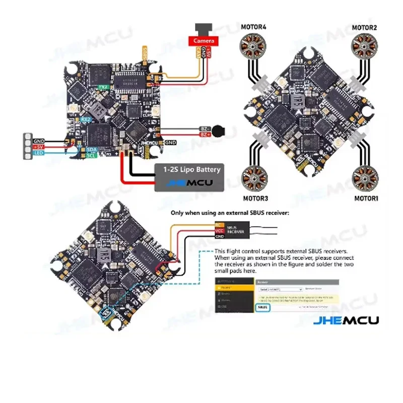 Kontroler lotu JHEMCU F411 ELVTX z odbiornikiem 5V BEC ELRS IMU ICM42688-P 25.5x25.5mm dla Betaflight RC Drone FPV Racing