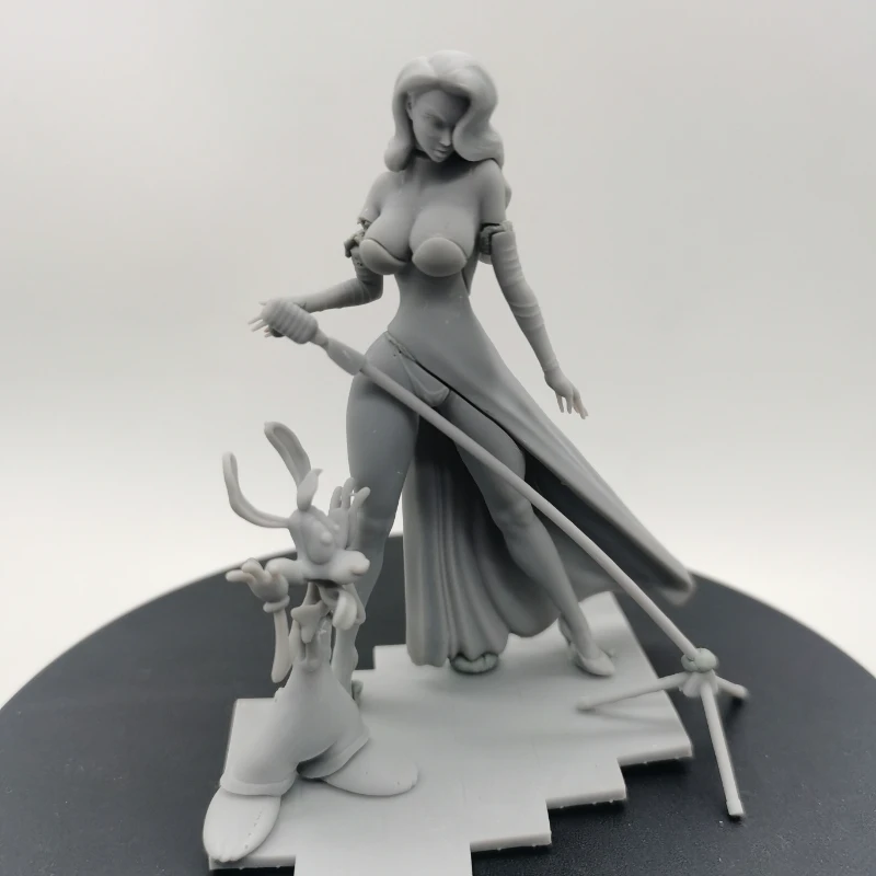 Zingen Meisje Nsfw en Bunny diy 1/24 Schaal Resin Model monteren Kit Ongemonteerd en Ongeverfd Standbeeld Speelgoed