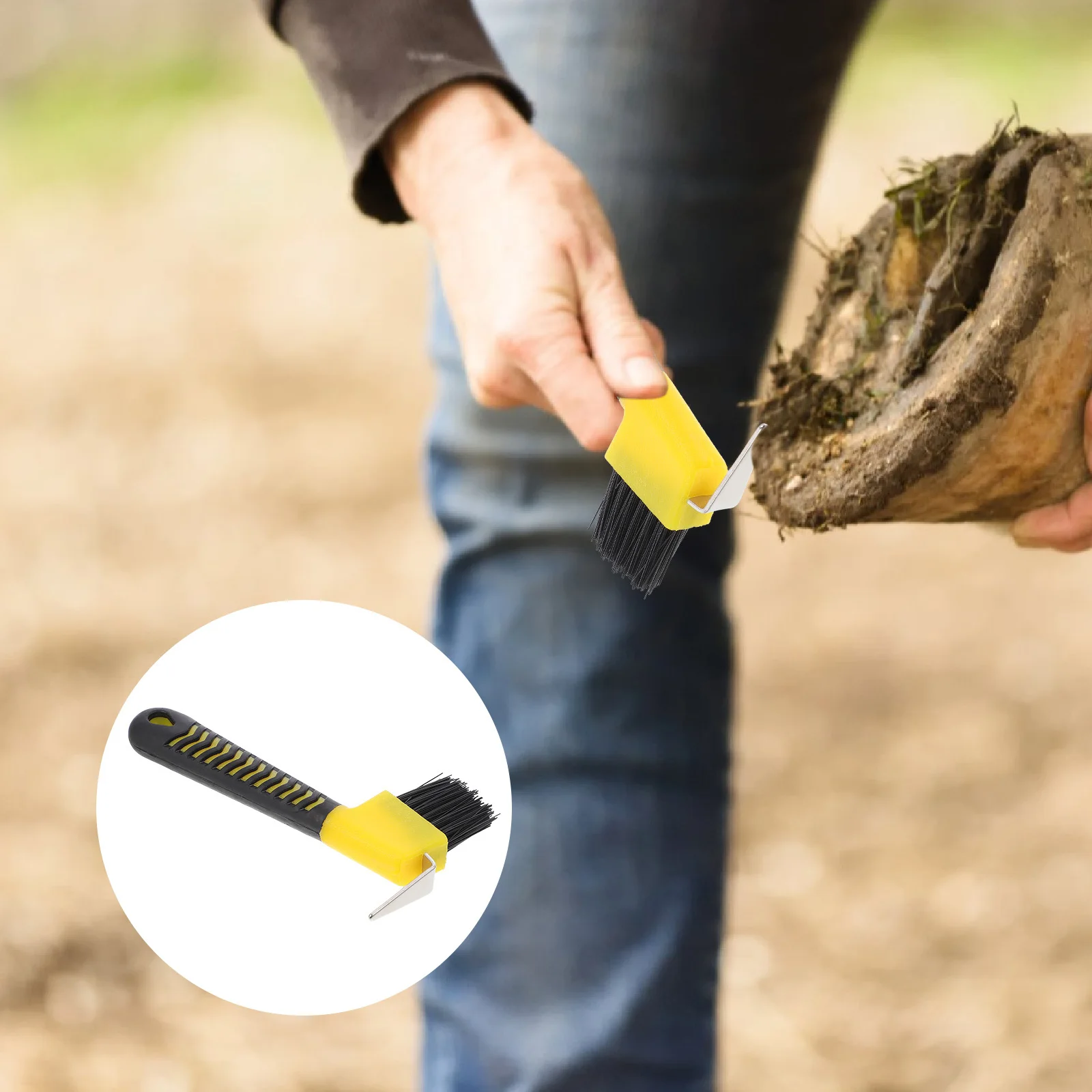 أدوات العناية بالحصان المتينة مع فرشاة مطاطية مضادة للانزلاق لصيانة حدوة الحصان #4