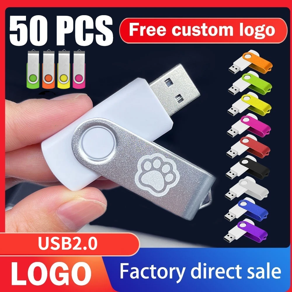

50PCS Custom LOGO USB2.0 Flash Drive Pen Drive 4GB 8GB 16GB 32GB 64GB High Speed Usb Stick stick memory Flash Drive Pendrive