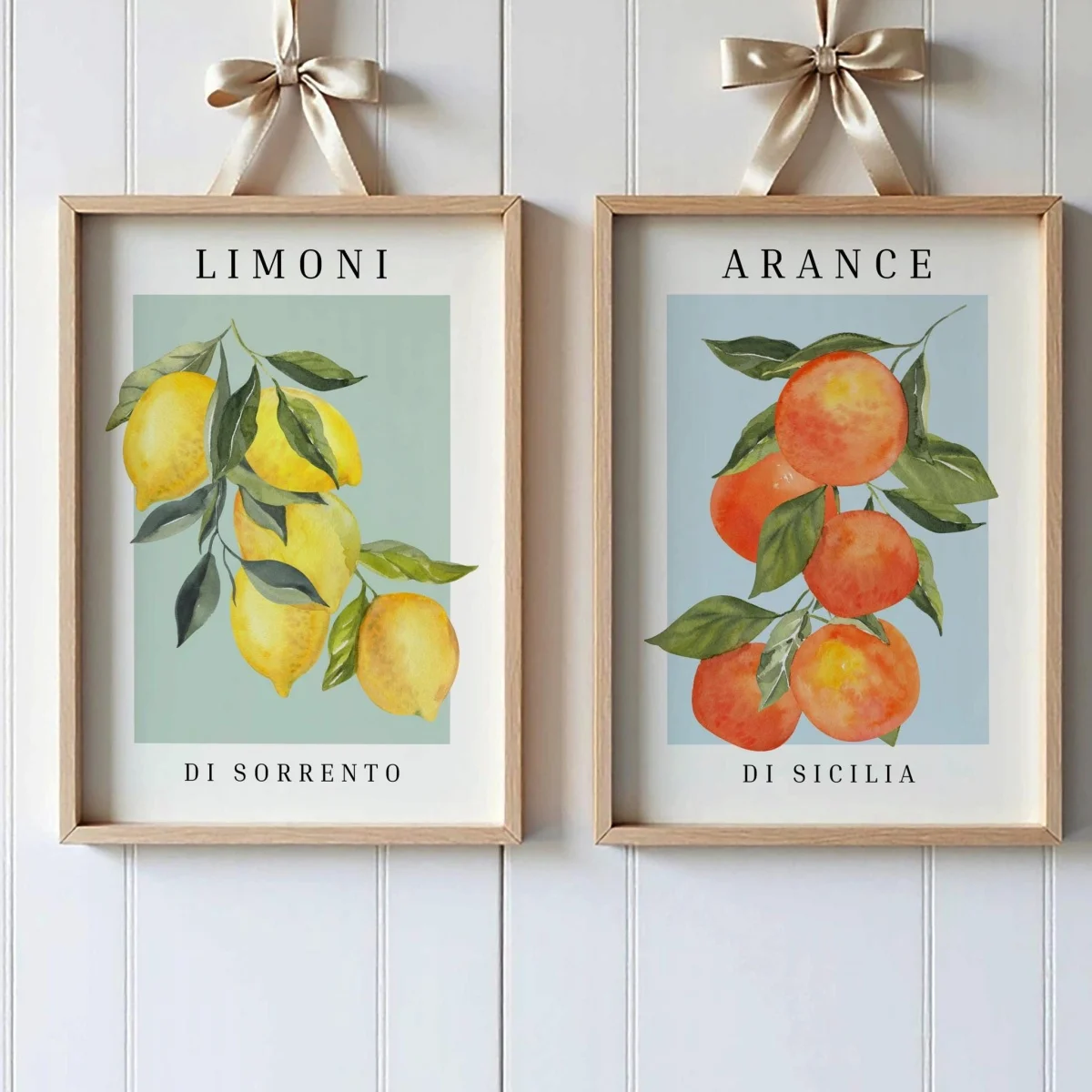 2pcs/set Italy Lemons Oranges Illustration Canvas Prints Poster Modern Minimalist Fruit Art Prints Kitchen Wall Art Home Decor