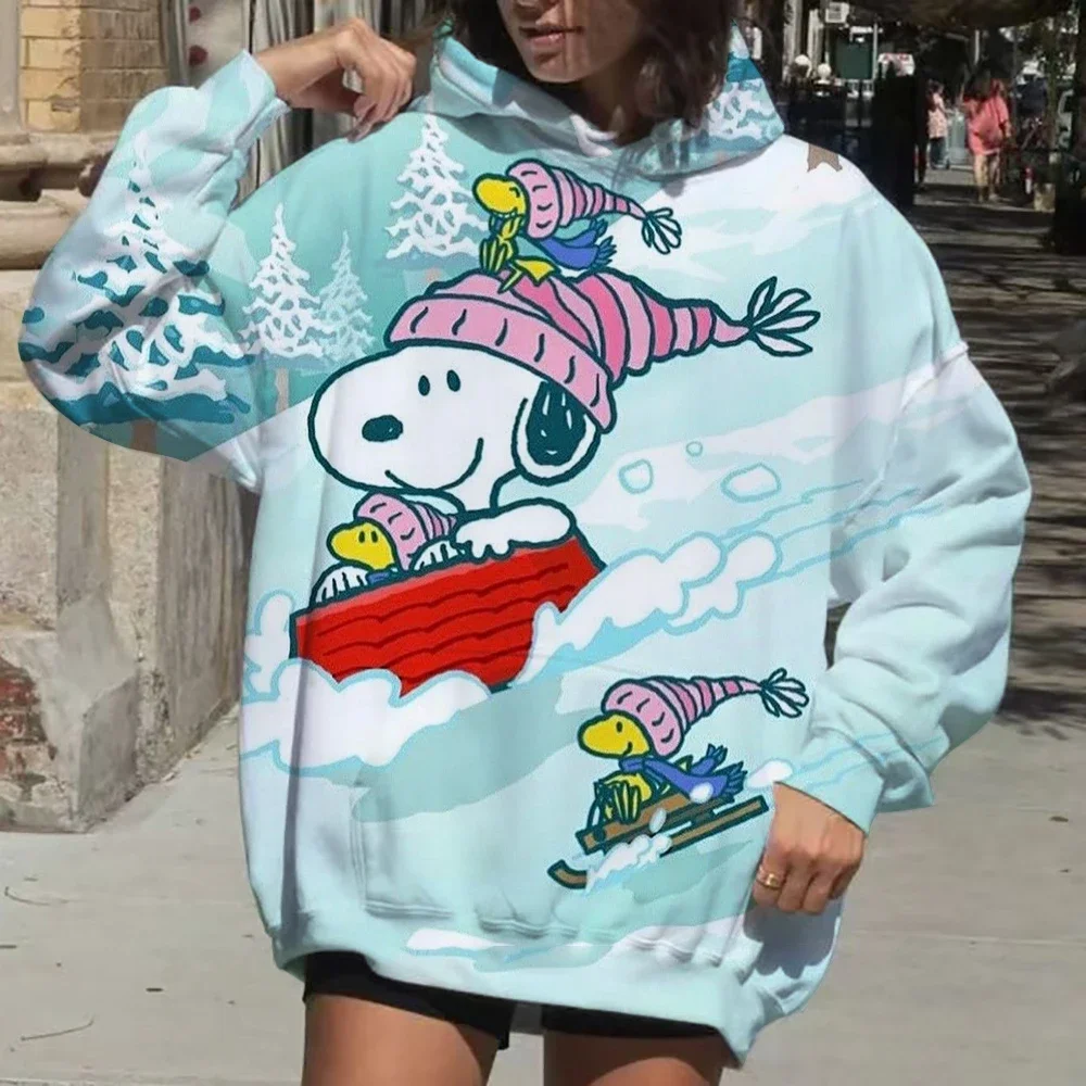 Autumn  and Winter Fashion Cute Snoopy Printed   Hoodie Y2K Retro Street Sweatshirt Hip Hop Hoodie