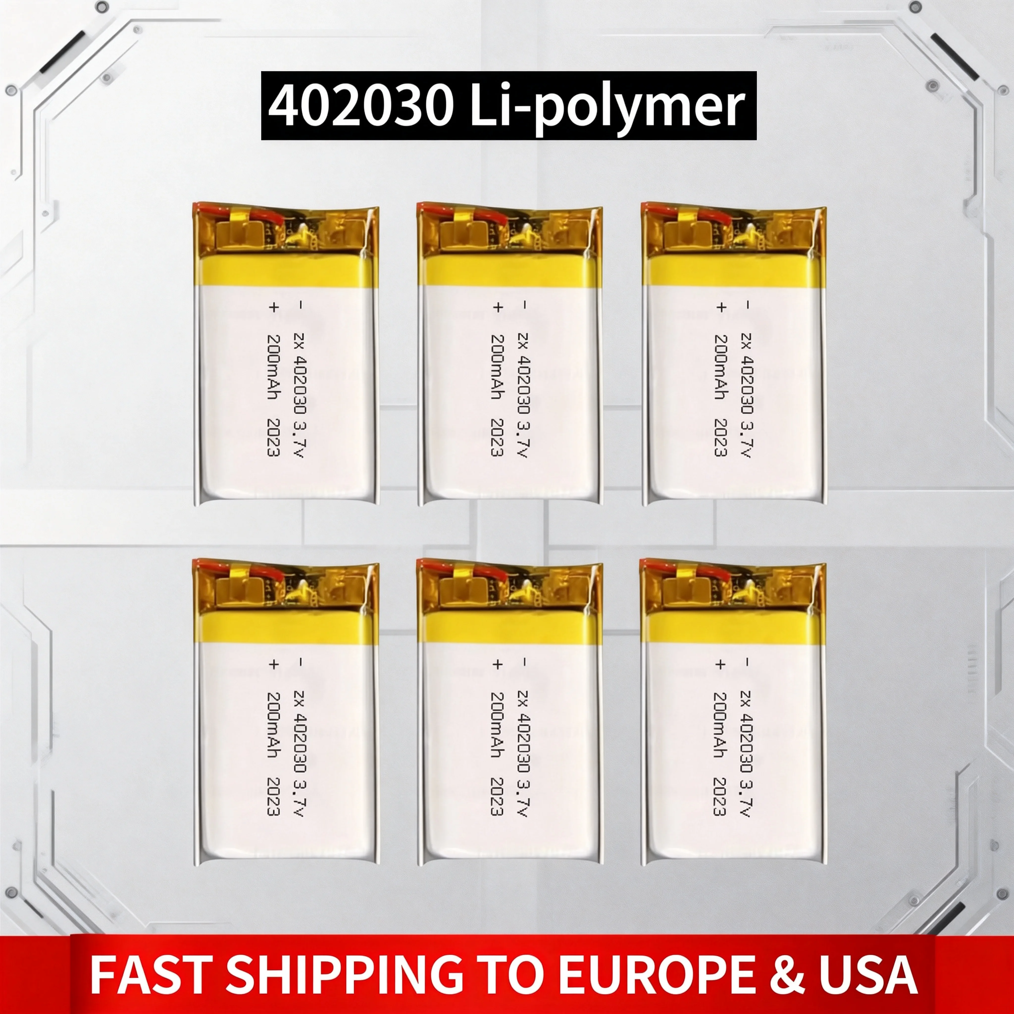 

3.7V 200mAh 402030 Lithium Polymer Battery for Smart Bracelet GPS Voice Recorder Pet Training Tool Webcam