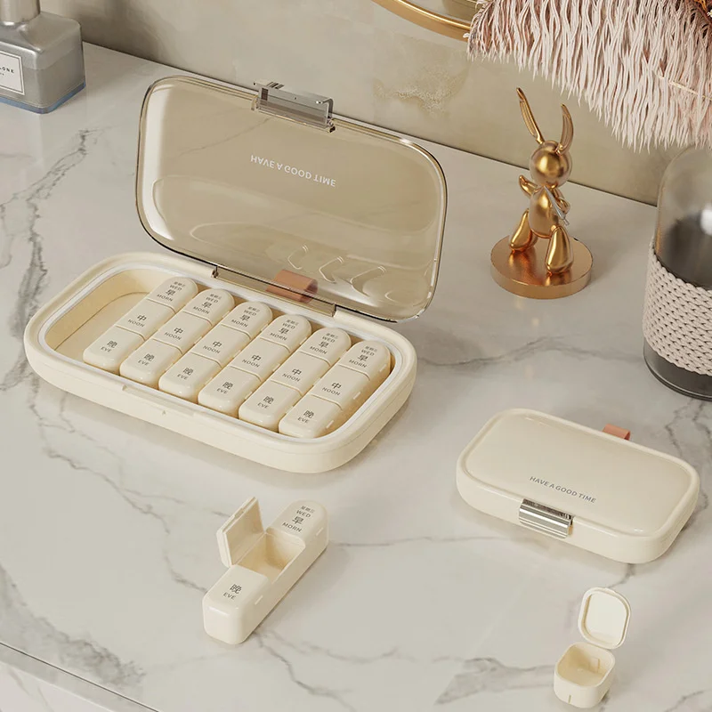 Pill Box Portable Large Capacity 7-Day 3 Daily Doses Medicine Organizer for Sorting and Carrying Medications