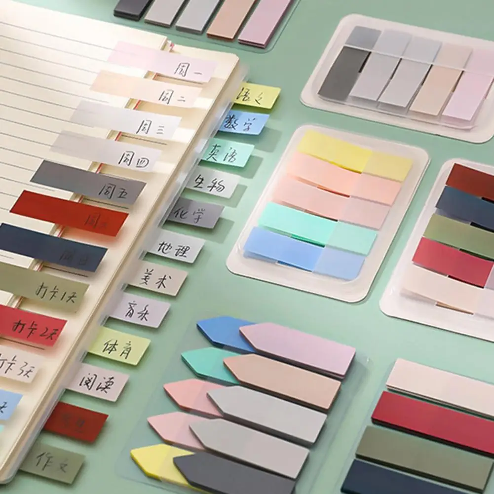 이동식 인덱스 마커 형광 인덱스 스티커 화살표 플래그 탭, 모란디 스티커 노트, 가정용 필수 문구 라벨