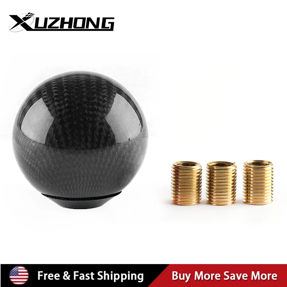 

Universal Car Round Gear Shift Knob Shifter Lever Round Ball Shape Real Carbon Fiber Shifter Lever Knob SK-1035