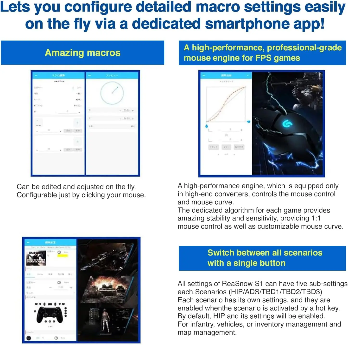 Reasnow S1 Cross Hair teclado ratón convertidor controlador adaptador para Xbox Series X/S, X Xboxone, Xbox360, PS5 PS4 PC G27 G25