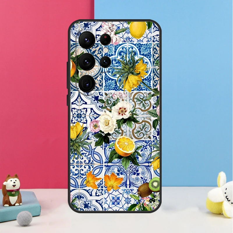 Mediterranean Lemon Case For Samsung Galaxy S23 Ultra S24 S22 Note 20 10 Plus S8 S9 S10 S21 S20 FE Back Cover