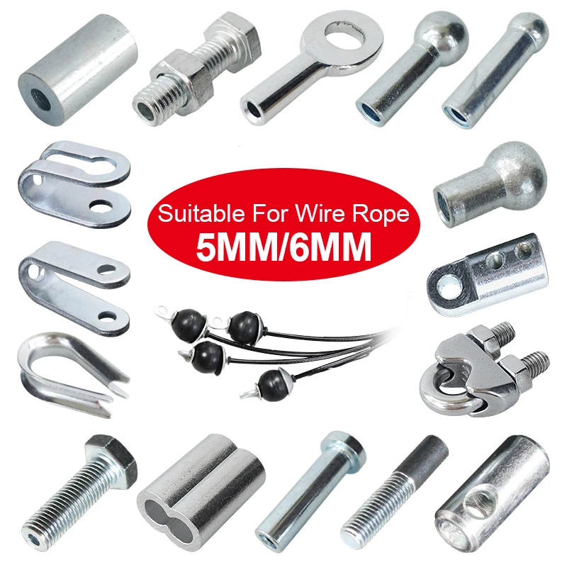 5mm 6mm Steel Wire Accessories Gym Fitness Equipment Wire Rope Joints Anaerobic Exercise Metal Limit Ball Hollow Screw Terminals