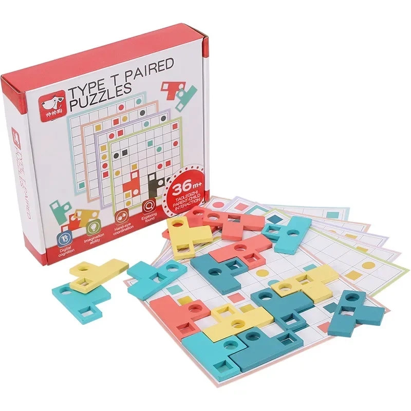 Kids Logical Thinking Game Gift For Children Creative Early Educational Toy Tangram Jigsaw Board Puzzles Colorful Wooden Toys