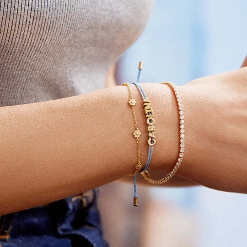 

Diy Customized Cord Bracelet With 3D Bubble Letter Initial Bracelet Personalized Slider Letters Bracelet Jewelry Gift Women