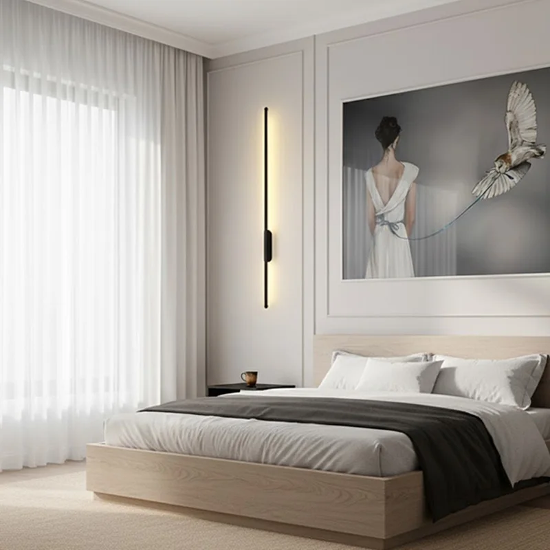 Nebulyth Nordic LED Wall Lamp for Living Room Bedroom Stairs Hotel Wall Light Indoor Background Lighting Modern Long Stick Desi