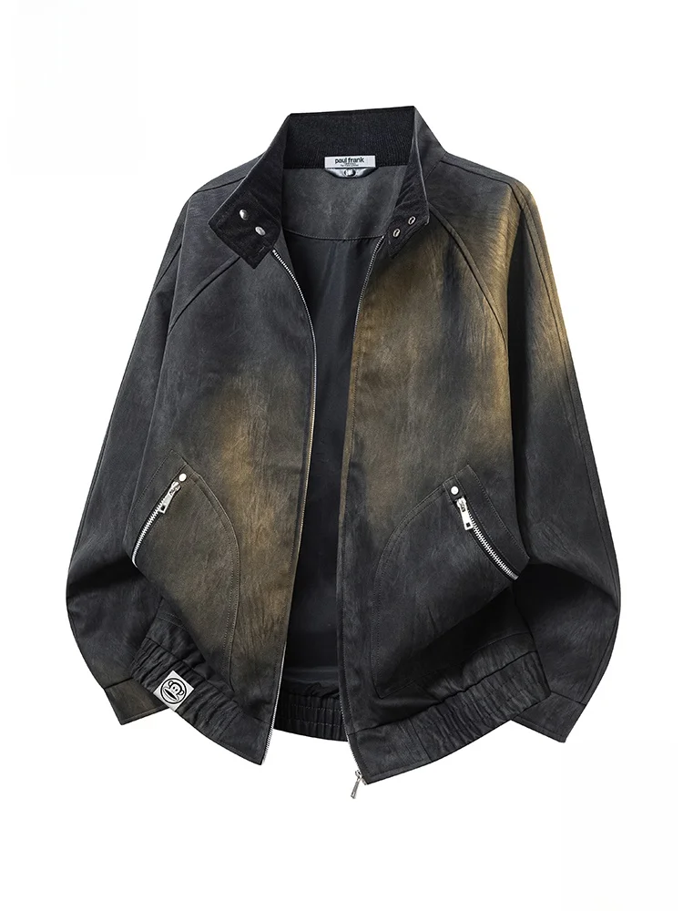 

PaulFrank Premium Large Mouth Monkey Bla Stand Collar Jaet Men's Loose Casual Autumn Outerwear for Couples