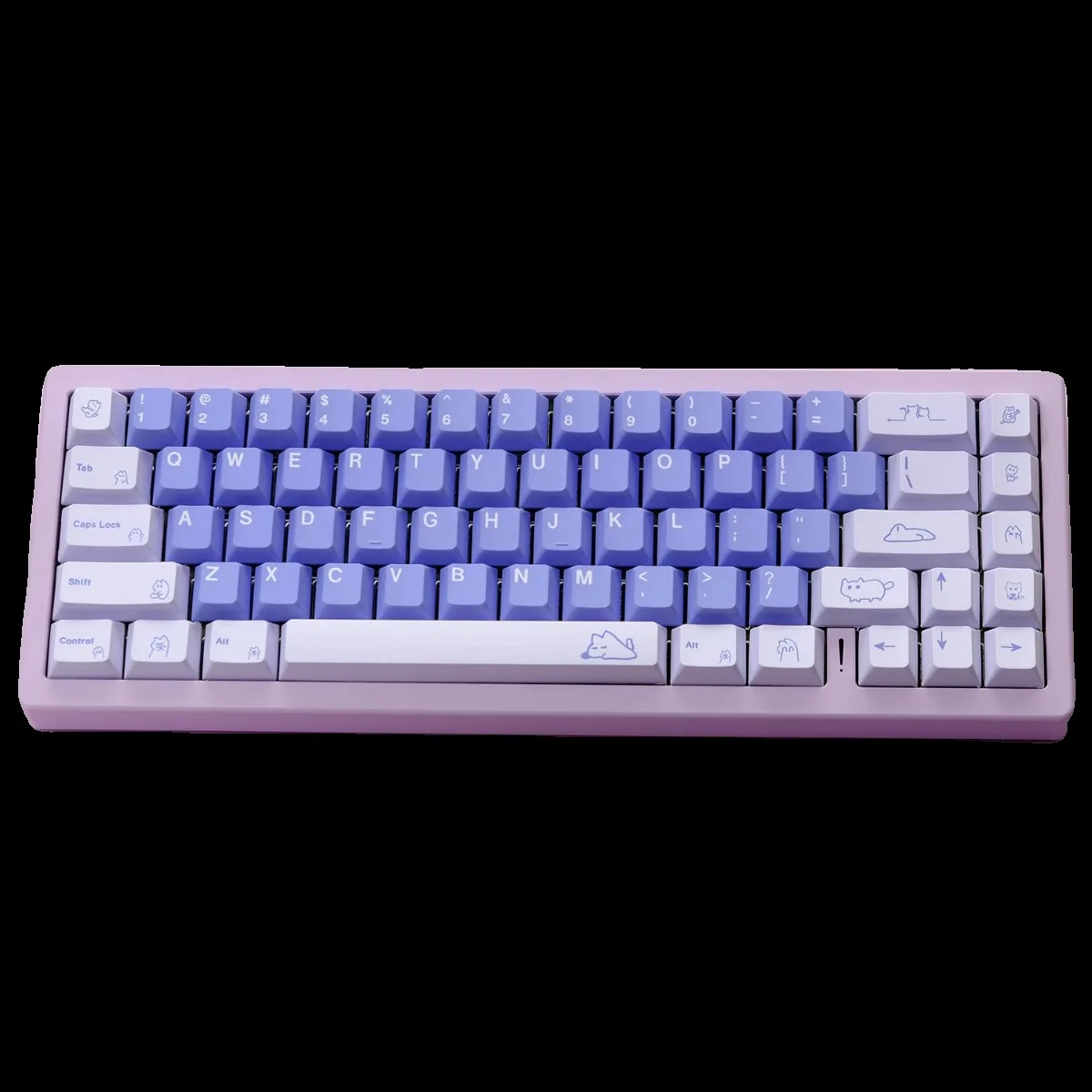 1 Set Meow Theme Keycaps PBT Dye Subbed Purple Key Caps Cherry Profile Lightproof Keycap For MX Switch Wooting Alice 60 75 80