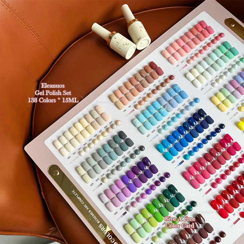 Eleanuos شعبية هلام 135 لون مجموعة كبيرة مختلطة شبه دائمة اللون لامعة بلون مسمار الغراء الأشعة فوق البنفسجية التمهيدي مشبعة مسمار متجر
