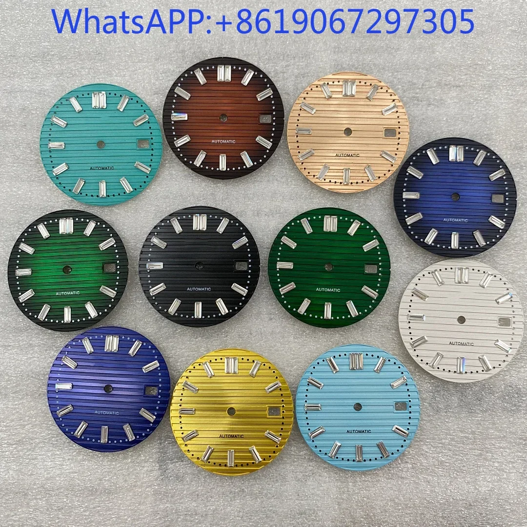 قرص ساعة ماسي عربي مناسب لساعة حركة NH38 وإكسسوارات عصرية بخطوط أفقية وأجزاء قرص الرجل الملمس