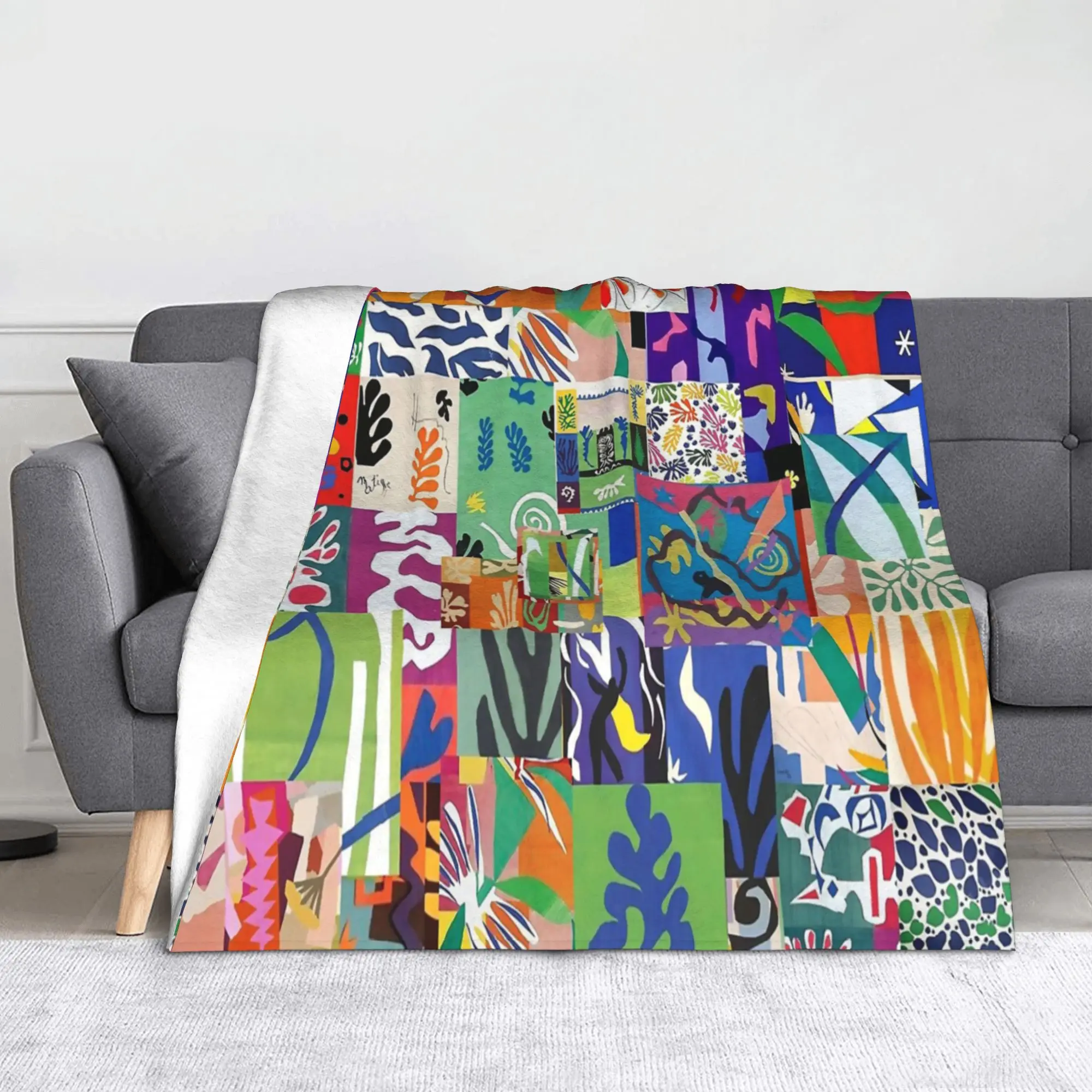 

Henri Matisse Cutouts Coral Fleece Plush Throw Blankets French Artist Blankets for Home Car Warm Bed Rug