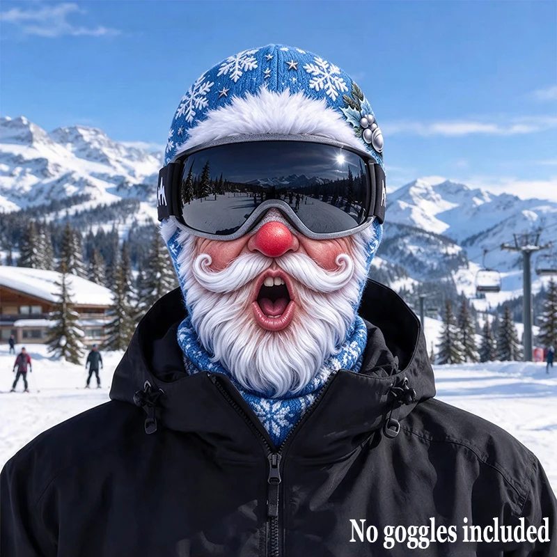 3D Face Printed Old Man Balaclava Full Coverage Breathable Eye Hole Winter Mask Cover Stretch White Mustache Novelty Headwear