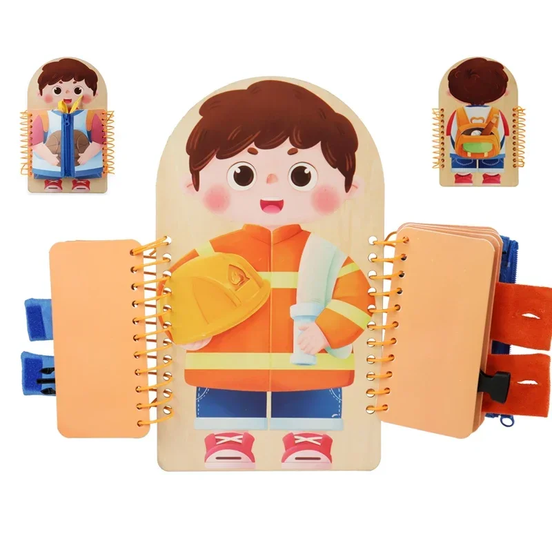 Montessori Toys Early Education Children life skills Tying Shoelaces Zipper Buckles Wooden Multi-layer Busy Board Puzzle Gift