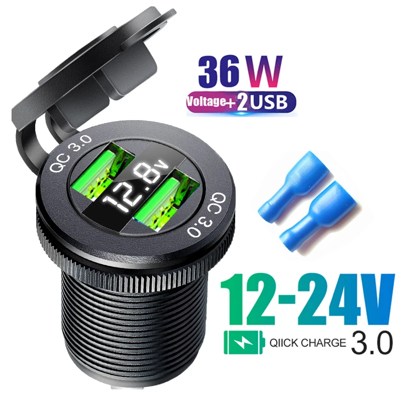 Usb charging socket Voltmeter digital usb c qc3.0 12v adapter for bmw f30 f10 e39  b7  f20  accessories car voltmeter usb socket