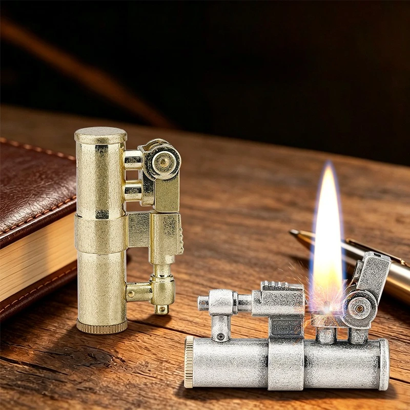 New Brass Retro Kerosine Lighter, One-button Automatic Ignition, Retro Collectible Gift, Personalized Cigarette Lighter