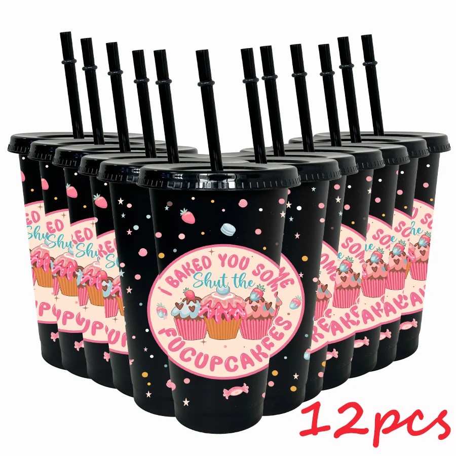 12Pcs Strawberry Dessert Printed 780ml/26oz Plastic Tumbler Wedding Cold Cup Birthday Party Drinkware for Back-to-school Gift view 3