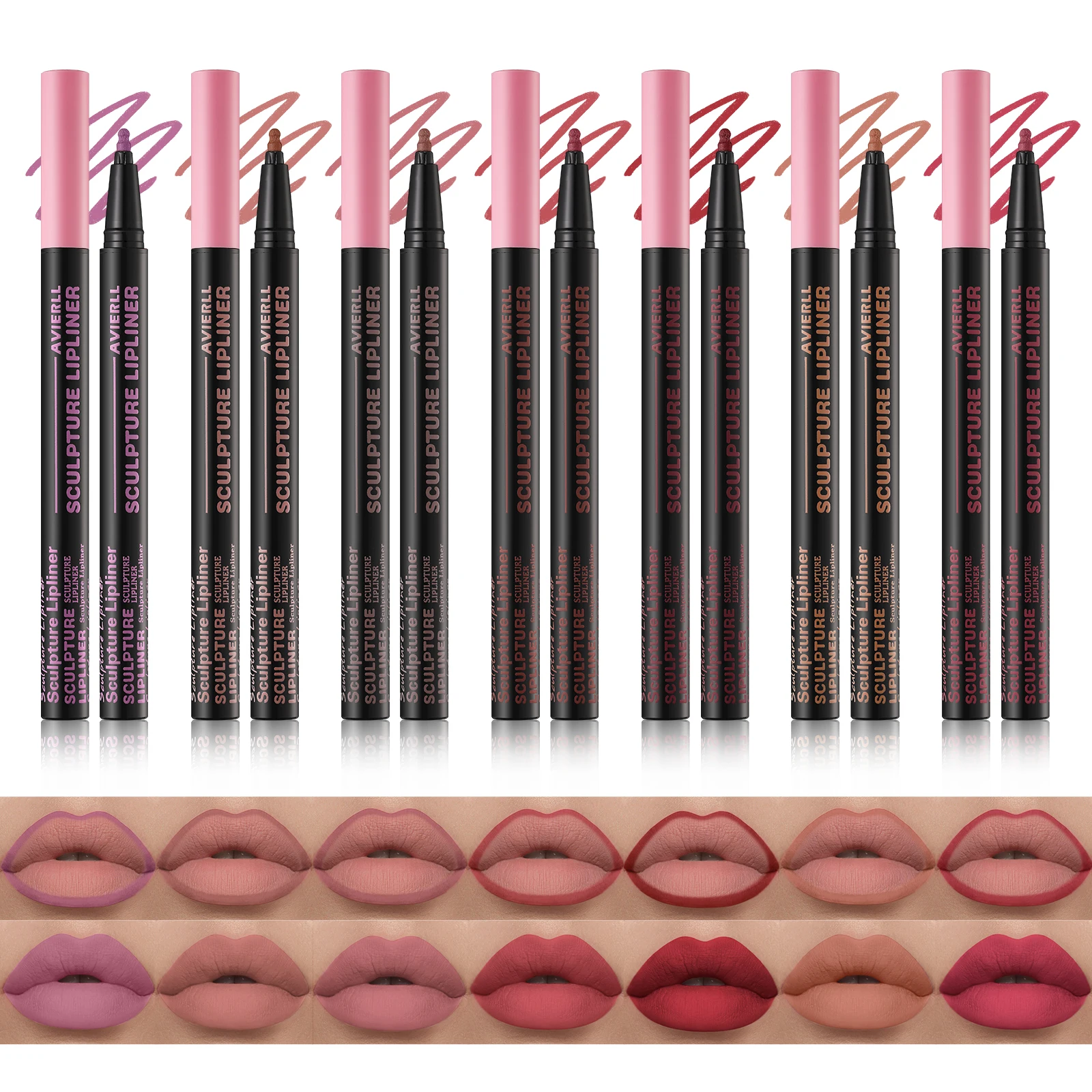 Lápiz delineador de labios mate, 7 colores, lápiz labial líquido resistente al agua de larga duración, delineador de labios, caja de Color, delineador de ojos, lápiz de sombra de ojos, 1 ud.