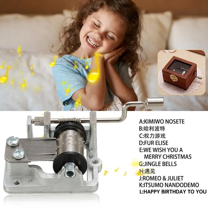 2023 NEW Mini Hand Cranking Music Movement DIY Music Box Decorative Collectibles 14 Designs Music Available Cute Christmas Gift