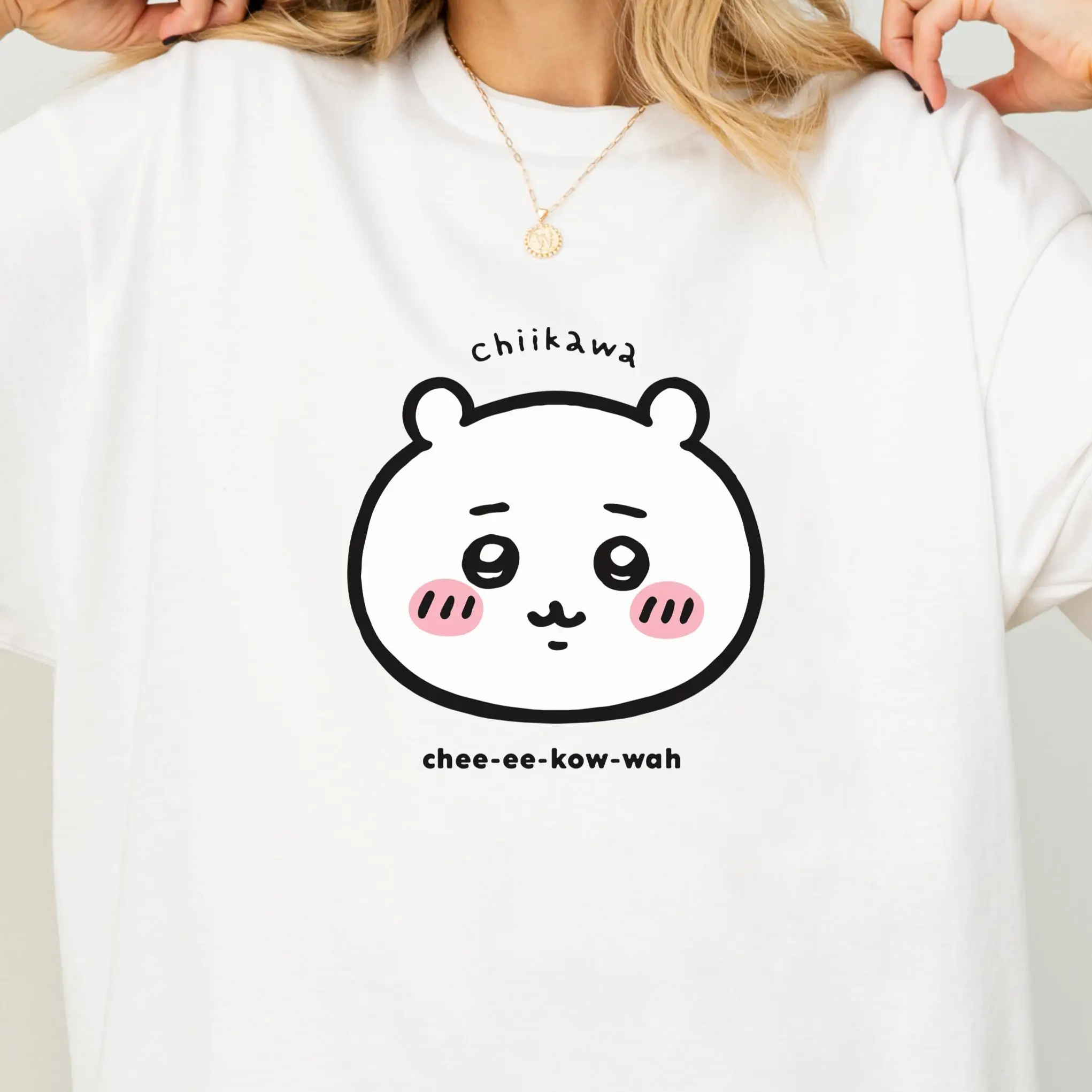 Chiikawa Usagi Hachiware Interessantes T-Shirt mit Alltagsszenen-Motiv, Unisex O-Ausschnitt Kurzarm Sommer-Freizeitkleidung für Kinder und Erwachsene – Detail 3