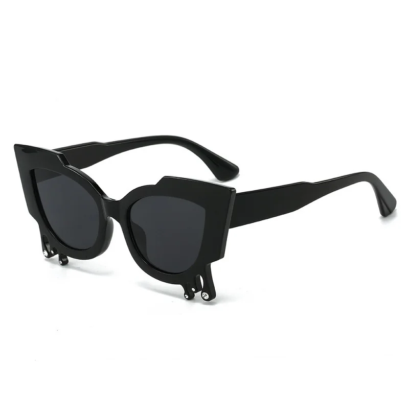 Women Cat Eye Sunglasses Special Demon Tears Rhinestone Design UV400 Party Sun Glasses Fashion Punk Eyewear