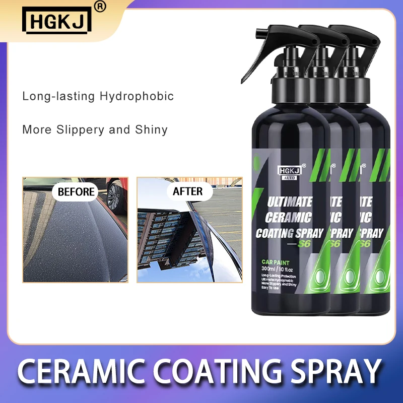 

3pcs Nano Ceramic Coating HGKJ S6 Waterproof Spray Crystal Car Wax Hydrophobic Liquid Glass Car Detailing Oleophobic Paint Care