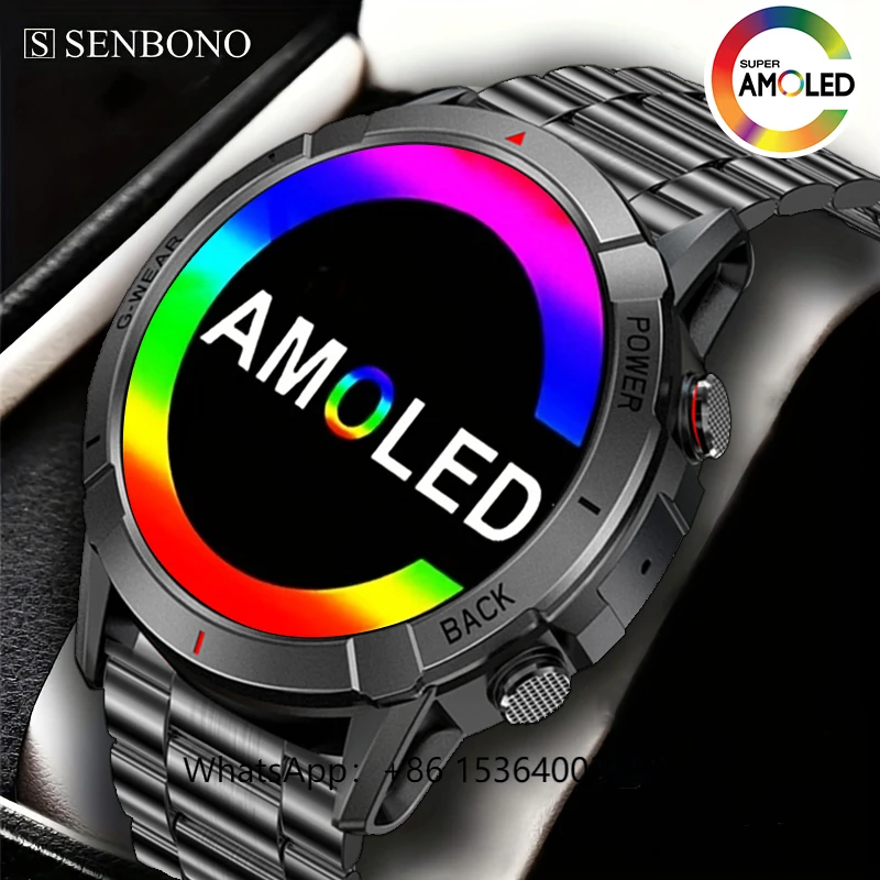 

TJXL-SENBONO NX10 OEM/ODM Men Sports Smartwatch AMOLED 466*466 HD Big Screen Large Battery Answer Call Waterproof Smart Watch Wo