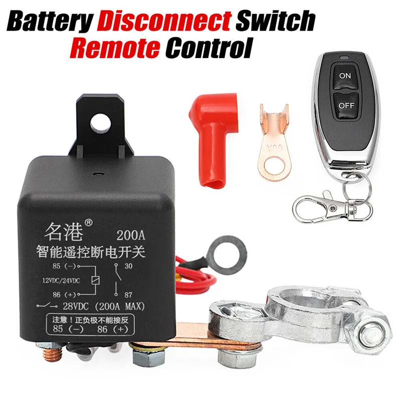 

12V 200A Universal Battery Switch Relay Integrated Wireless Remote Control Disconnect Cut Off Isolator Master Switches