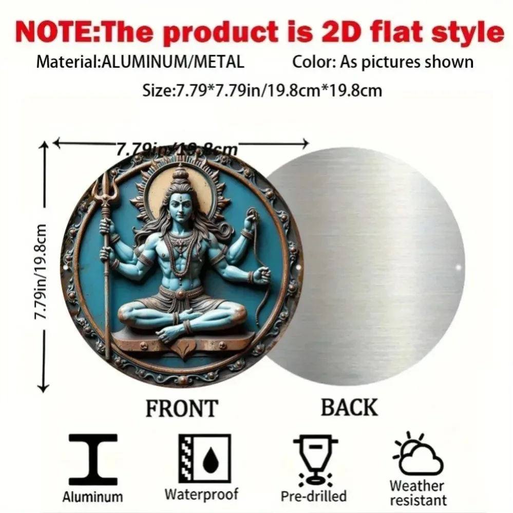 Oriental Mystic Indian Three-Handed Statue - Circular Metal Decor, Exquisite Wall & Tabletop Ornament image 3